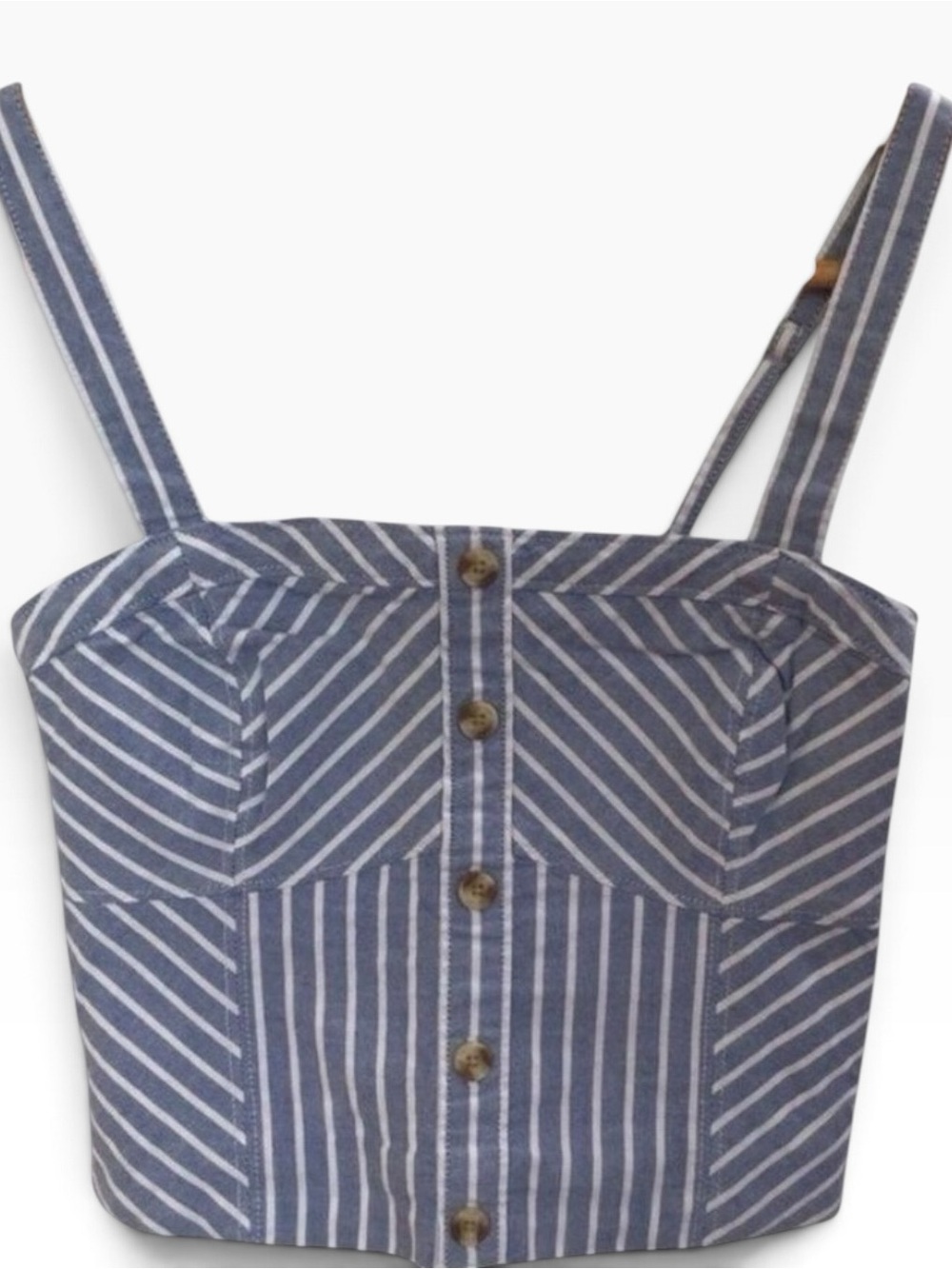 ABERCROMBIE & Fitch Blue&White Striped Button-Front Crop Top Women’s Tank